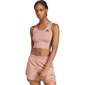 imageadidas Womens Train Essentials 3Stripes Cropped Tank TopWarm ClayBlack
