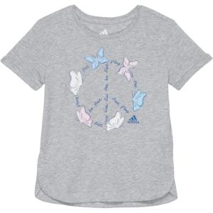 imageadidas girls Short Rolled Sleeve Heather Tee T Shirt Medium Grey Heather 6 Plus