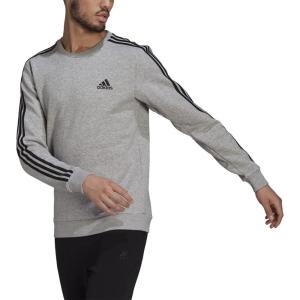 imageadidas mens Essentials Fleece 3stripes SweatshirtMedium Grey HeatherBlack