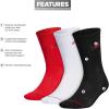 imageadidas Mens Crew Socks 3Pack  Premium Classic Cushioned LargeBlackWhiteBetter ScarletClassic