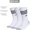 imageadidas Mens Crew Socks 3Pack  Premium Classic Cushioned LargeWhiteGreyBlack3s 30