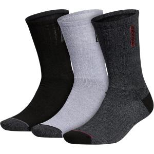 imageadidas Mens Crew Socks 3Pack  Premium Classic Cushioned LargeBlackOnix GreyVictory Crimson Purple10