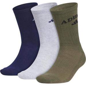 imageadidas Mens Crew Socks 3Pack  Premium Classic Cushioned LargeDark BlueCool Light HeatherOlive Strata GreenFoundation