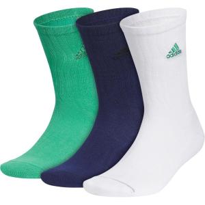 imageadidas Mens Crew Socks 3Pack  Premium Classic Cushioned LargeSemi Court GreenDark BlueWhiteClassic