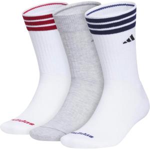 imageadidas Mens Crew Socks 3Pack  Premium Classic Cushioned LargeWhiteActive MaroonDark Blue3s 40