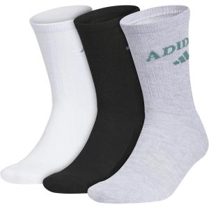 imageadidas Mens Crew Socks 3Pack  Premium Classic Cushioned LargeWhitePreloved Teal GreenBlackFoundation