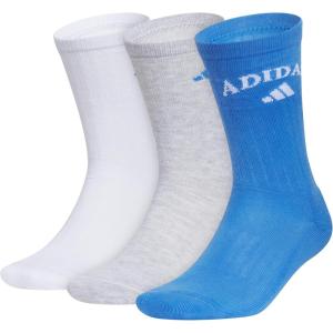 imageadidas Mens Crew Socks 3Pack  Premium Classic Cushioned LargeWhiteRay BlueCool Light HeatherFoundation