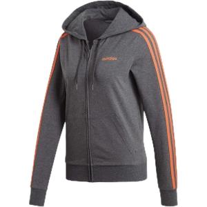 imageadidas Womens Essentials 3Stripes HoodieDark Grey HeatherSemi Coral
