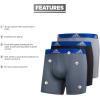 imageadidas Mens Microfiber Boxer Briefs Underwear Multipack Athletic StretchFitGreyOnixCollegiate Royal BlueBlack