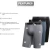 imageadidas Mens Performance 3Pack Long Boxer Brief Underwear Boxer Briefs  3Pack Long Mens Underwear PackGreyOnixBlackLight Onix
