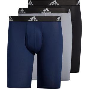 imageadidas Mens Performance 3Pack Long Boxer Brief Underwear Boxer Briefs  3Pack Long Mens Underwear PackBlackGreyCollegiate Navy