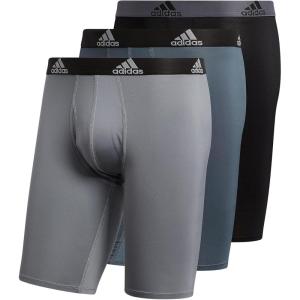 imageadidas Mens Performance 3Pack Long Boxer Brief Underwear Boxer Briefs  3Pack Long Mens Underwear PackGreyOnixBlackLight Onix