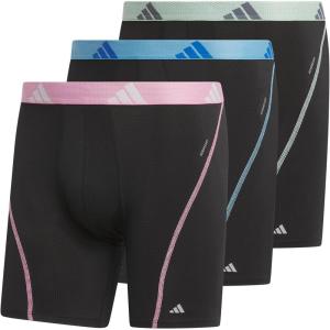 imageadidas Mens Performance Athletic Mesh Boxer Brief Underwear Moisture Wicking Sport Comfort 3PackBlackBliss PinkSemi Blue Burst