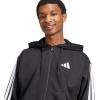 imageadidas mens Essentials 3stripes Fleece Fullzip Hooded Track TopBlackWhite