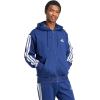 imageadidas mens Essentials 3stripes Fleece Fullzip Hooded Track TopDark BlueWhite