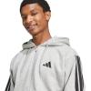 imageadidas mens Essentials 3stripes Fleece Fullzip Hooded Track TopMedium Grey HeatherBlack