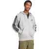 imageadidas mens Essentials 3stripes Fleece Fullzip Hooded Track TopMedium Grey HeatherBlack