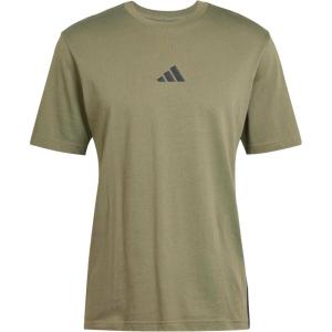 imageAdidas Mens Essentials Single Jersey 3Stripes TShirtOlive StrataBlack
