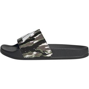 imageadidas UnisexChild Adilette Shower Logo K Slide SandalBlackChalk WhiteTent Green