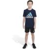 imageadidas Boys Big Short Sleeve Cotton Classic 2 Tone Bos Logo TShirtCollegiate Navy