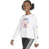 imageadidas Girls Long Sleeve Waist Crew Tee TShirtWhite Multi