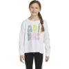 imageadidas Girls Long Sleeve Waist Crew Tee TShirtWhite With Multicolor