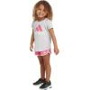 imageadidas girls Graphic Tee amp Gym Shorts Tshirt SetLight Grey  Bright Pink
