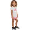 imageadidas girls Graphic Tee amp Gym Shorts Tshirt SetLight Grey  Bright Pink