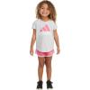 imageadidas girls Graphic Tee amp Gym Shorts Tshirt SetLight Grey  Bright Pink