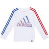 imageadidas Boys Split 3Stripes Long Sleeve Tee Big KidsWhite