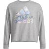 imageadidas Girls Long Sleeve Waist Crew Tee TShirtMedium Grey Heather