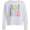 imageadidas Girls Long Sleeve Waist Crew Tee TShirtWhite With Multicolor