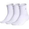 imageadidas womens Ruffle Socks 3 Pairs Frilly Cuff Quarter Ankle HeightWhiteCyber MetallicMatte Silver Metallic