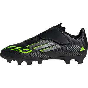 imageAdidas UnisexChild F50 Club Hook amp Loop Firm GroundMulti GroundBlackIron MetallicLucid Lemon