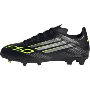 imageAdidas UnisexChild F50 League Firm GroundMulti Ground Soccer Cleats Little KidBig KidBlackIron MetallicLucid Lemon
