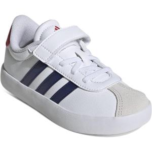 imageAdidas UnisexChild Vl Court 30 Elastic Lace amp StrapWhiteDark BlueBetter Scarlet