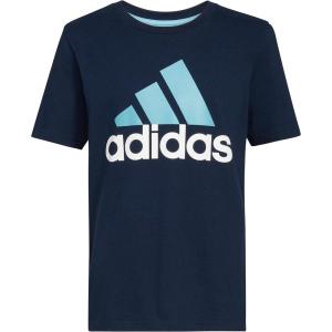 imageadidas Boys Big Short Sleeve Cotton Classic 2 Tone Bos Logo TShirtCollegiate Navy