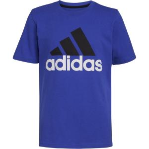 imageadidas Boys Big Short Sleeve Cotton Classic 2 Tone Bos Logo TShirtSemi Lucid Blue