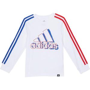 imageadidas Boys Split 3Stripes Long Sleeve Tee Big KidsWhite