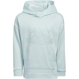 imageadidas Girls Badge of Sport Mlange Fleece Pullover HoodieHalo Mint Heather