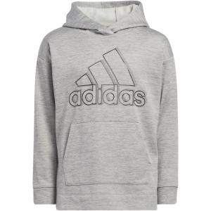 imageadidas Girls Badge of Sport Mlange Fleece Pullover HoodieMedium Grey Heather