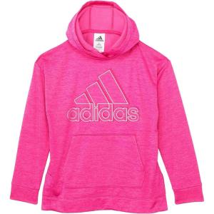 imageadidas Girls Badge of Sport Mlange Fleece Pullover HoodieReal Magenta Heather