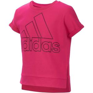 imageadidas Girls Big Short Sleeve Graphic Tee Shirts MagentaSweatshirt Small  78