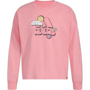 imageadidas Girls Long Sleeve Waist Crew Tee TShirtSemi Spark Pink
