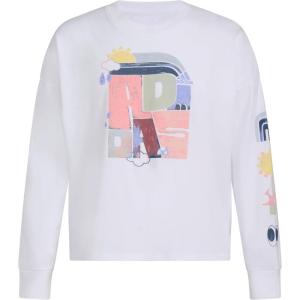 imageadidas Girls Long Sleeve Waist Crew Tee TShirtWhite Multi