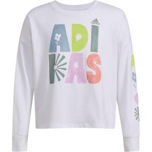 imageadidas Girls Long Sleeve Waist Crew Tee TShirtWhite With Multicolor