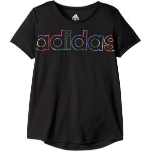 imageadidas Girls Short Sleeve Scoop Neck Tee TShirtBlack Linear Ombre