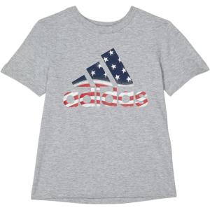 imageadidas babyboys Short Sleeve Patriotic USA Flag Logo TeeGrey Heather With Red