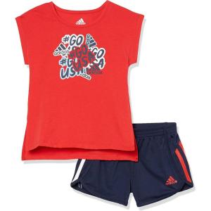 imageadidas girls Graphic Tee amp Gym Shorts Tshirt SetVivid Red