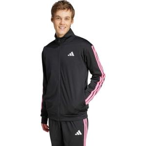 imageadidas mens Essentials Warmup 3stripes Track TopBlackLucid Pink